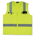 S414 ANSI Class 2 Surveyor's Woven Oxford Hi-Viz Lime Vest w/ Zipper (5X-Large)